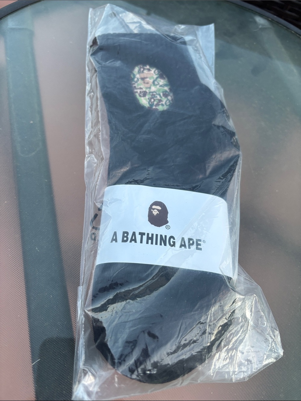 A Bathing Ape Black Men's Socks with Signature Ape Head